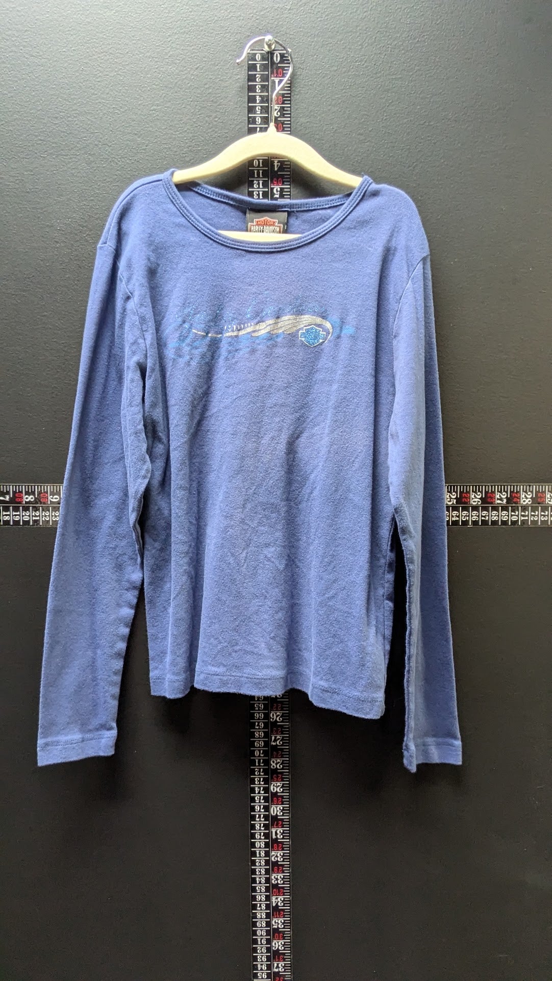 Harley-Davidson GIRL’s Blue Long Sleeve Shirt GOVER Piqua Ohio Eagle Graphic