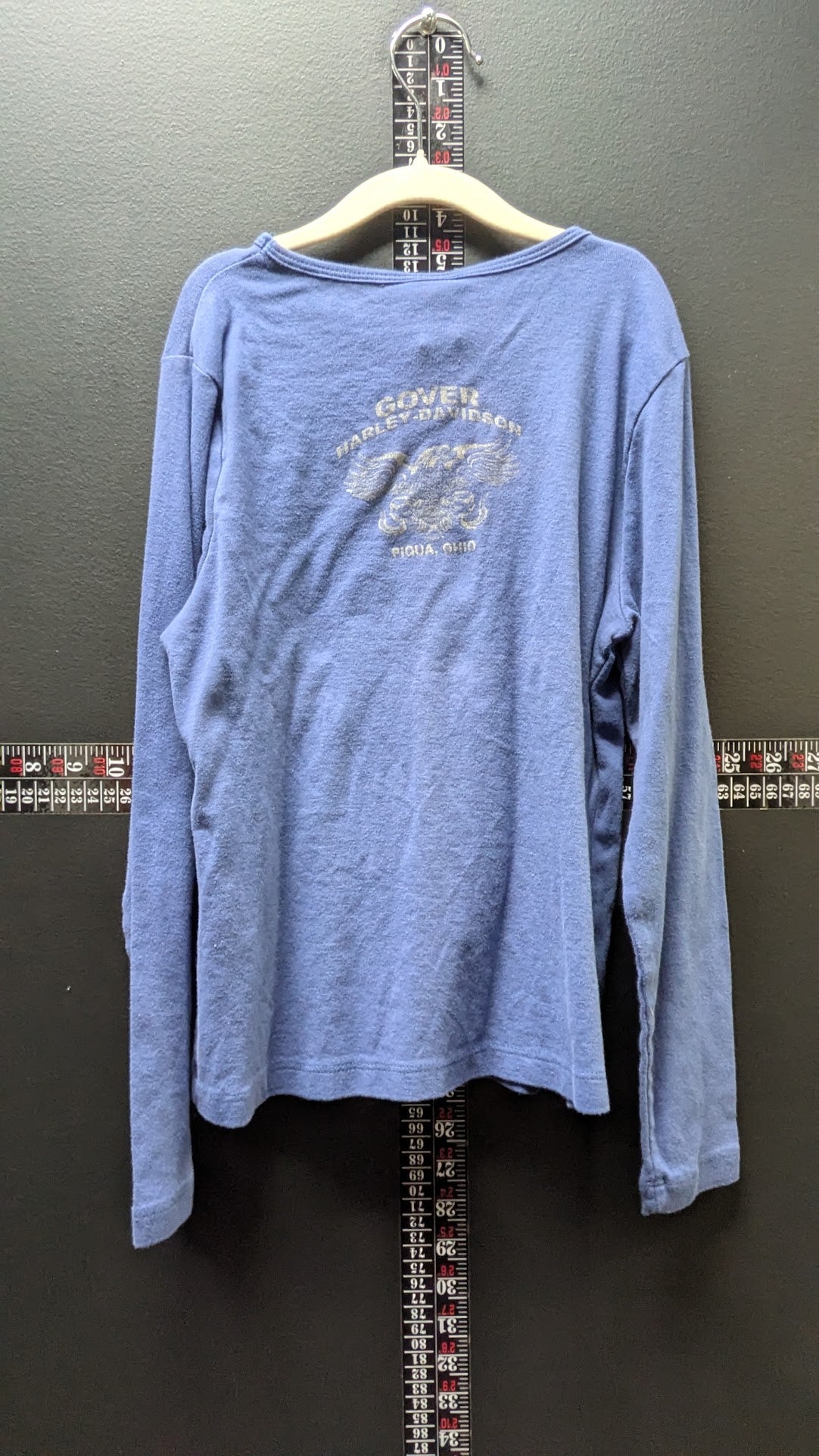 Harley-Davidson GIRL’s Blue Long Sleeve Shirt GOVER Piqua Ohio Eagle Graphic