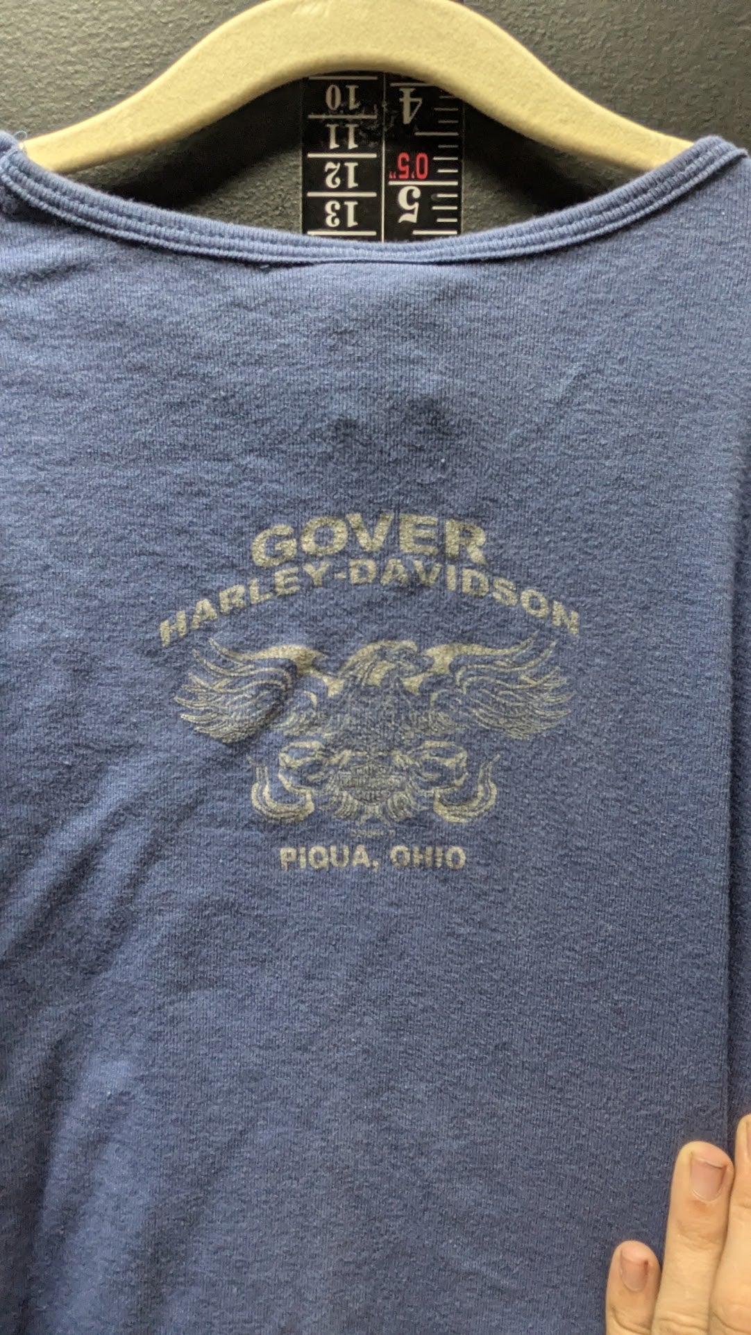 Harley-Davidson GIRL’s Blue Long Sleeve Shirt GOVER Piqua Ohio Eagle Graphic
