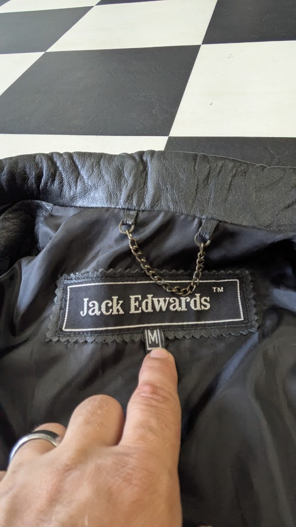 Jack Edwards Genuine Lamb Leather Shirt Women’s Medium Black Zip Sleeve Biker