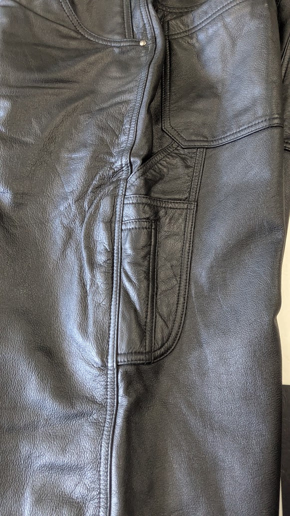 Wilsons Leather M Julian Black Leather Pants Size 30 Biker Motorcycle Cargo