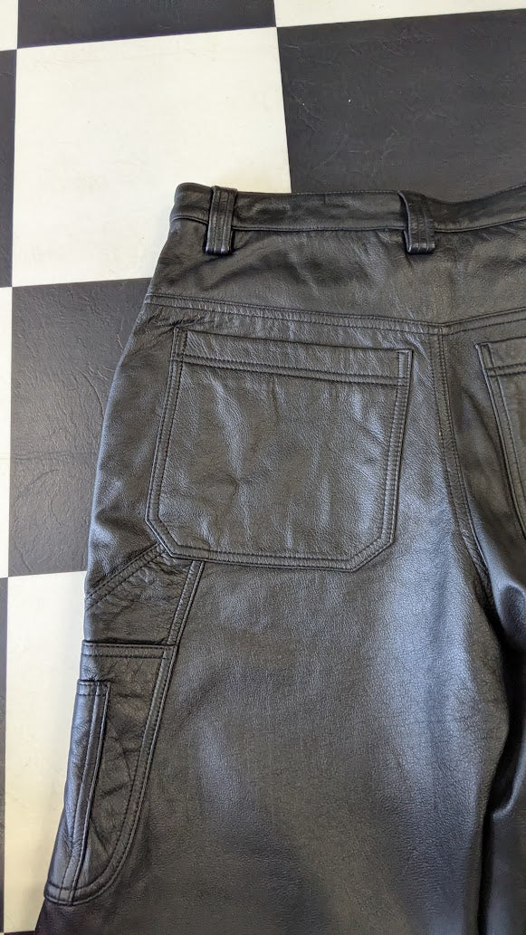 Wilsons Leather M Julian Black Leather Pants Size 30 Biker Motorcycle Cargo