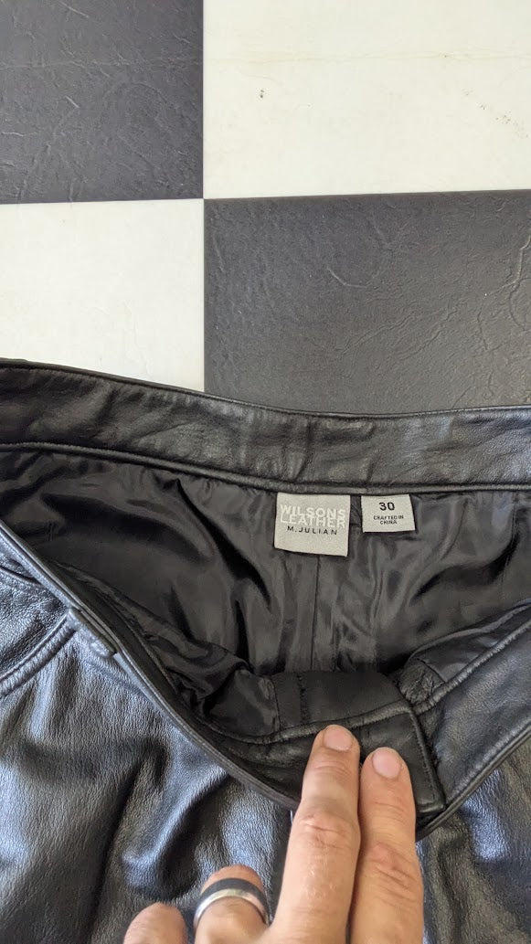 Wilsons Leather M Julian Black Leather Pants Size 30 Biker Motorcycle Cargo