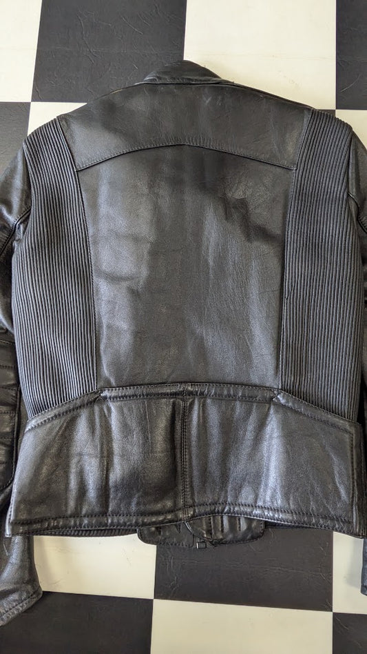 Hein Gericke Leather Motorcycle Jacket Size 40 Black Vintage Cafe Racer Biker