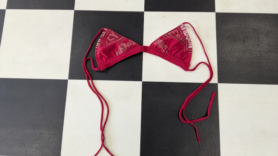 Handmade Harley-Davidson T-Shirt Bikini Top Upcycled Red 1903 Biker Reworked