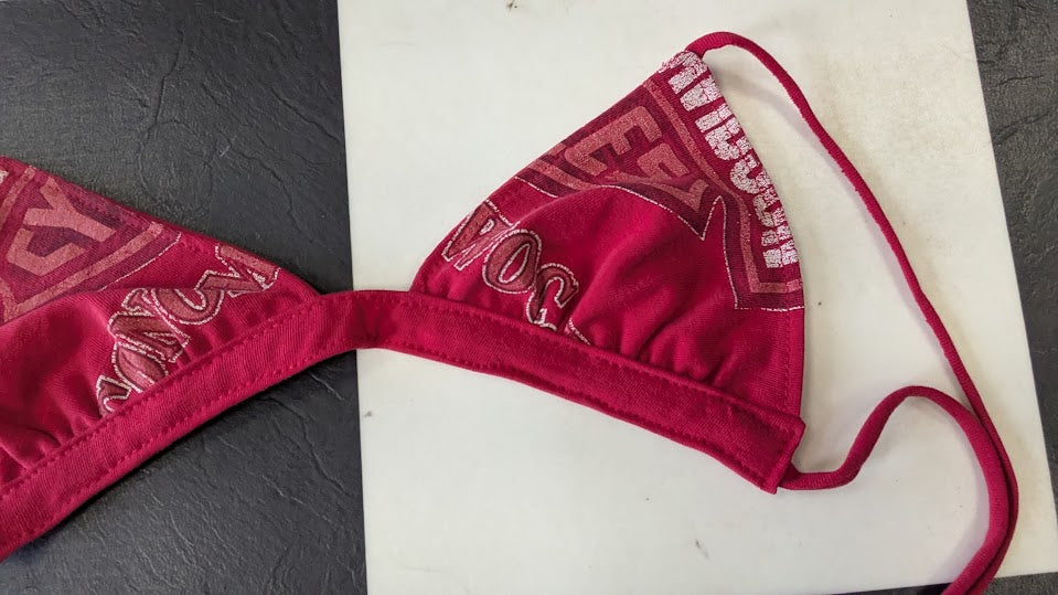 Handmade Harley-Davidson T-Shirt Bikini Top Upcycled Red 1903 Biker Reworked