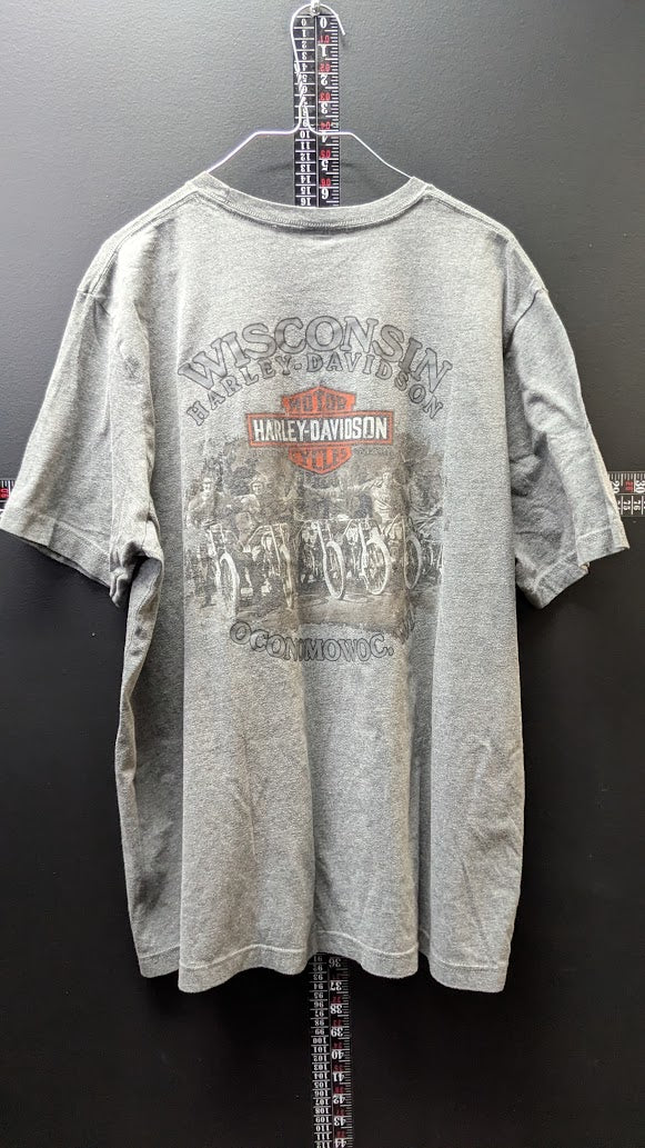 2018 Harley-Davidson T-Shirt Men’s XL Gray Freedom Eagle Oconomowoc Wisconsin