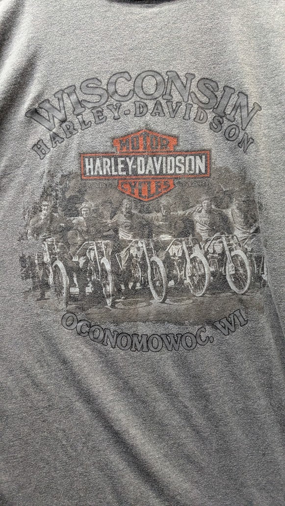 2018 Harley-Davidson T-Shirt Men’s XL Gray Freedom Eagle Oconomowoc Wisconsin