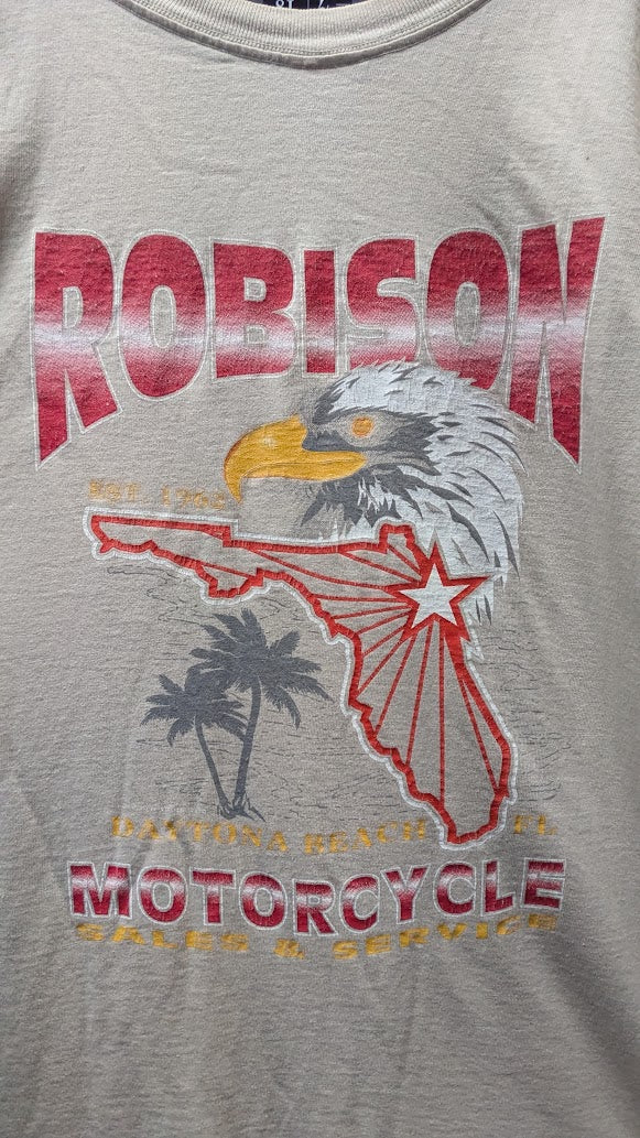 Vintage 1990s Robinson’s Motorcycles Daytona Beach Florida T-Shirt XL Eagle Pocket Tee