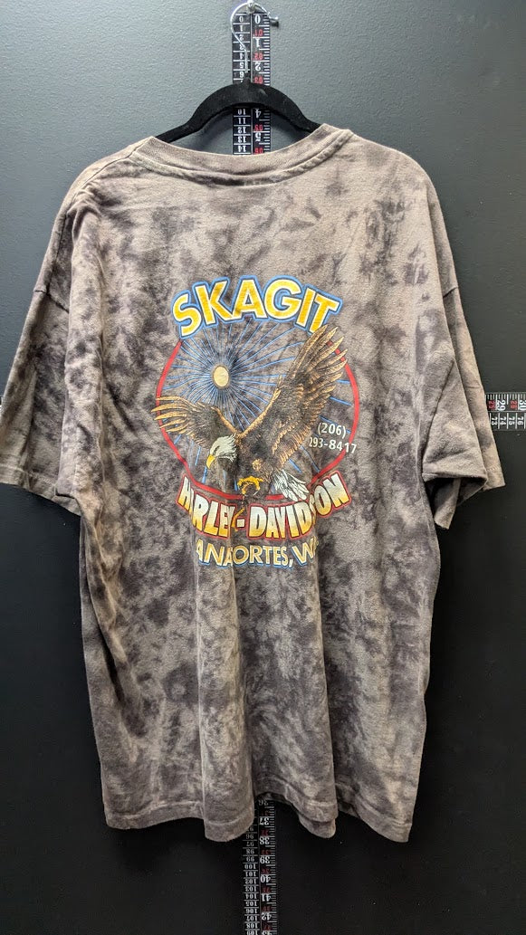Vintage 1994 Harley Davidson T Shirt XXL Acid Wash Skagit Eagle Clock USA