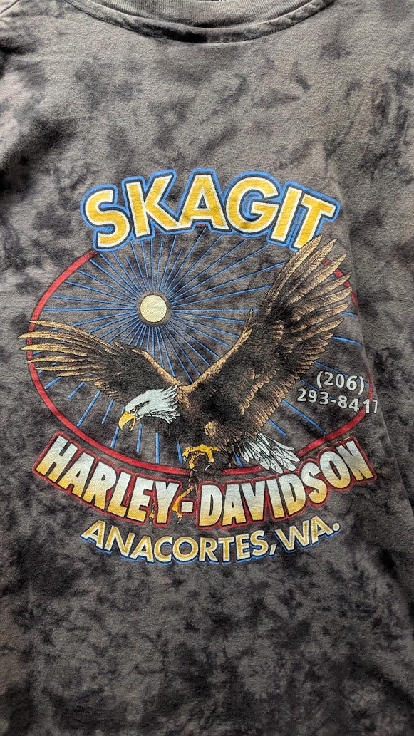 Vintage 1994 Harley Davidson T Shirt XXL Acid Wash Skagit Eagle Clock USA