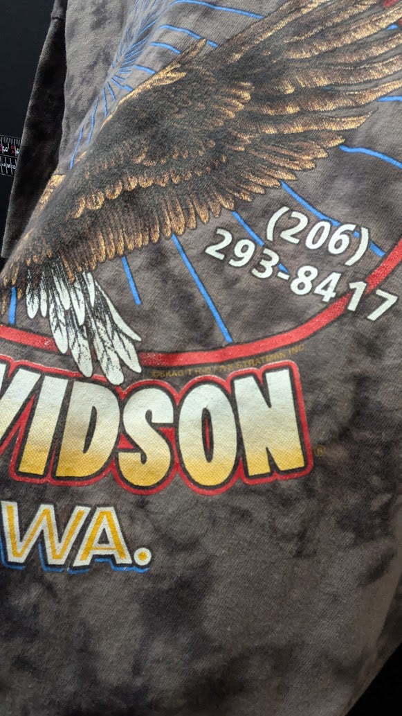 Vintage 1994 Harley Davidson T Shirt XXL Acid Wash Skagit Eagle Clock USA