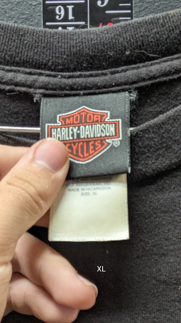 Harley-Davidson Regensburg Germany T-Shirt XL Black Faded Bar & Shield Vintage