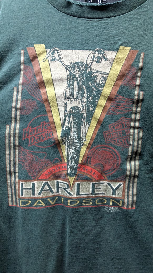 1991 Harley-Davidson 3D Emblem Dallas Texas T-Shirt