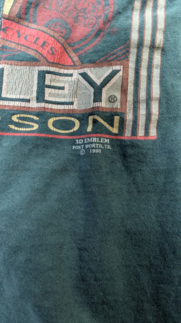 1991 Harley-Davidson 3D Emblem Dallas Texas T-Shirt