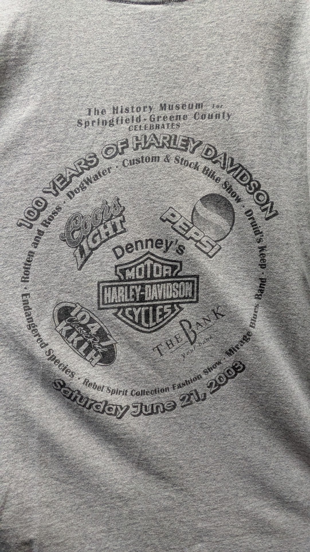 Vintage 2003 Harley-Davidson 100th Anniversary T-Shirt XL Springfield Missouri