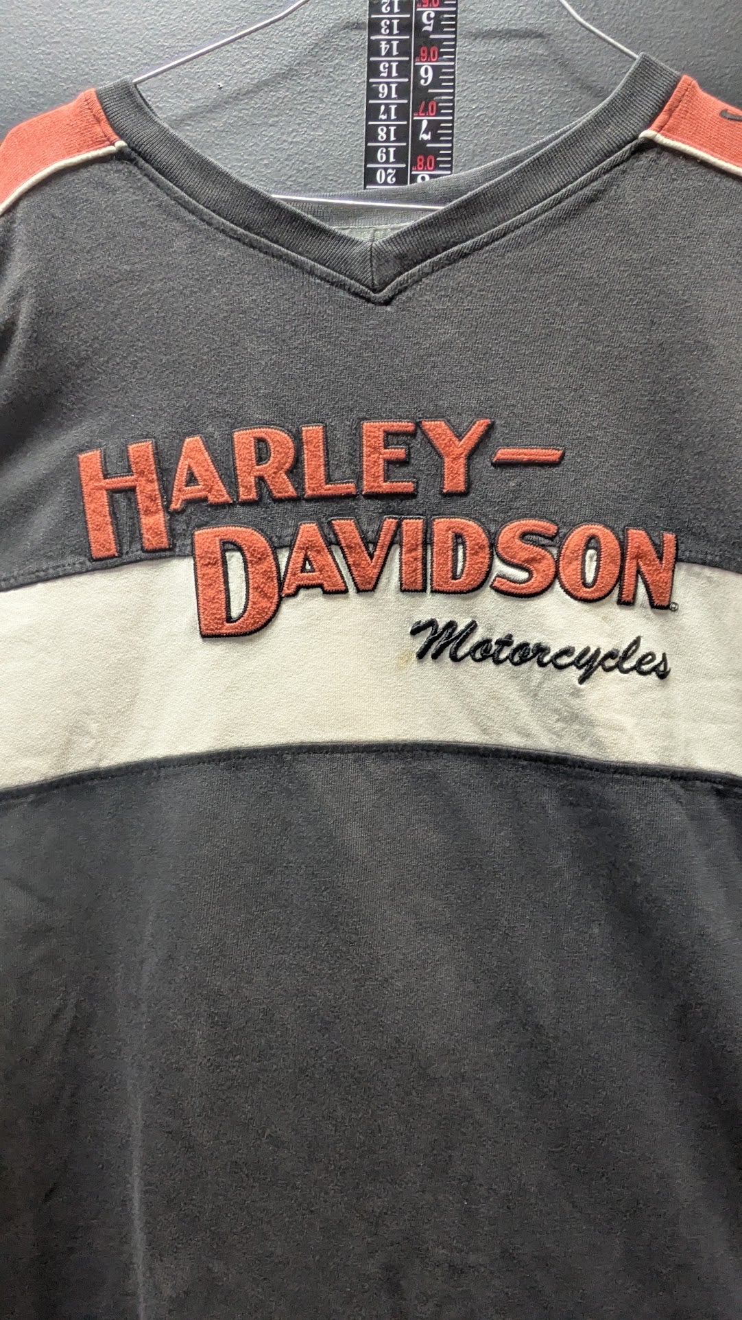 Harley-Davidson Long Sleeve Shirt Men’s XL Black Orange Embroidered Eagle USA Vintage
