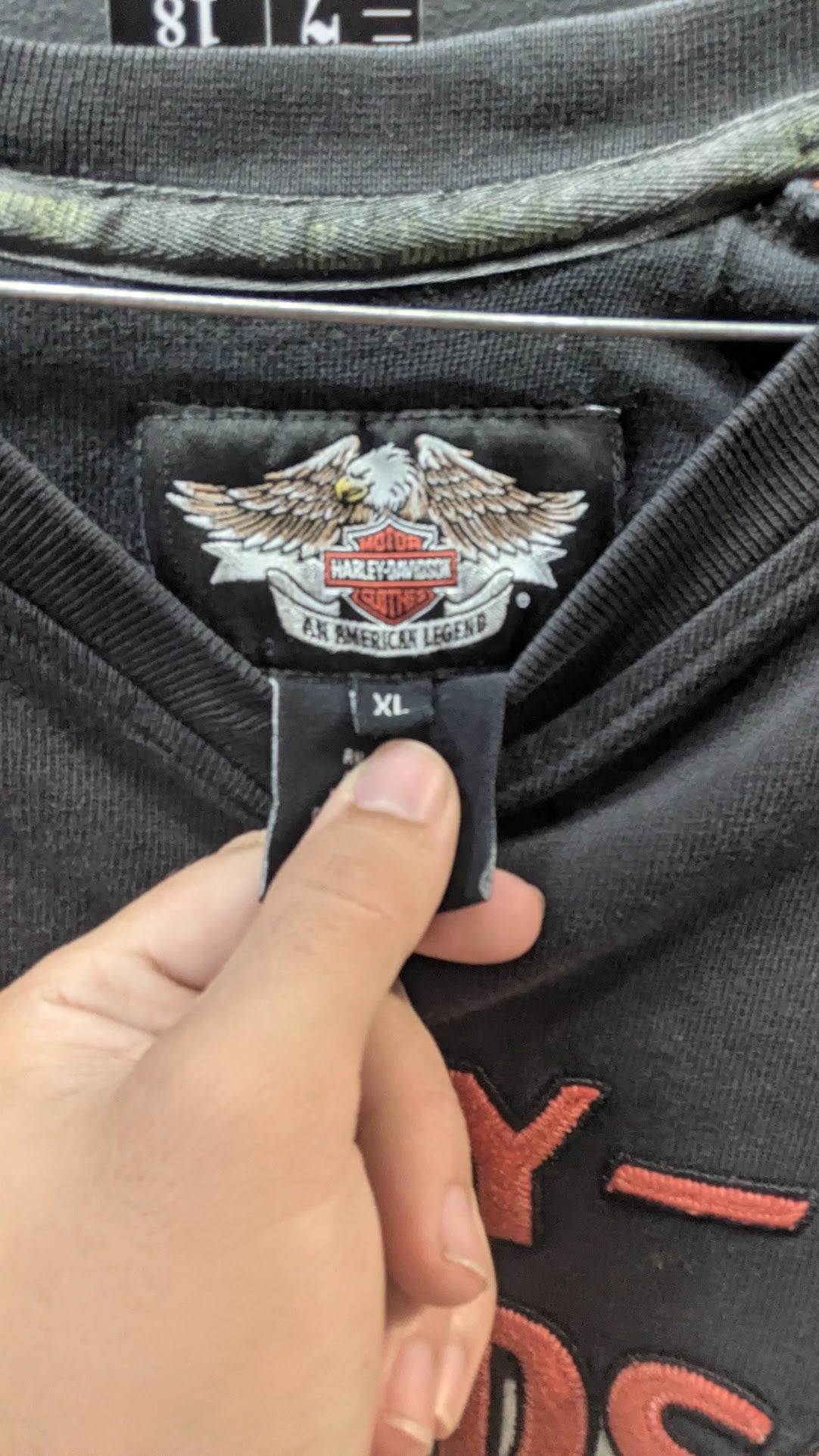 Harley-Davidson Long Sleeve Shirt Men’s XL Black Orange Embroidered Eagle USA Vintage