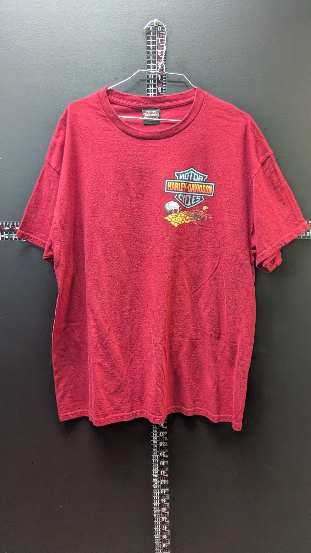 Harley-Davidson T-Shirt Men’s Red Brandon Florida Pirate Skull Treasure Motorcycle