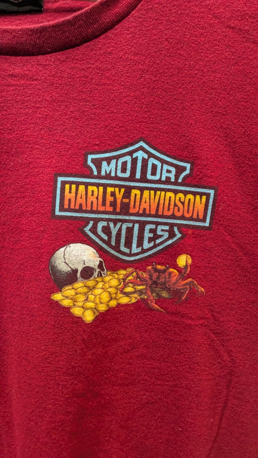 Harley-Davidson T-Shirt Men’s Red Brandon Florida Pirate Skull Treasure Motorcycle