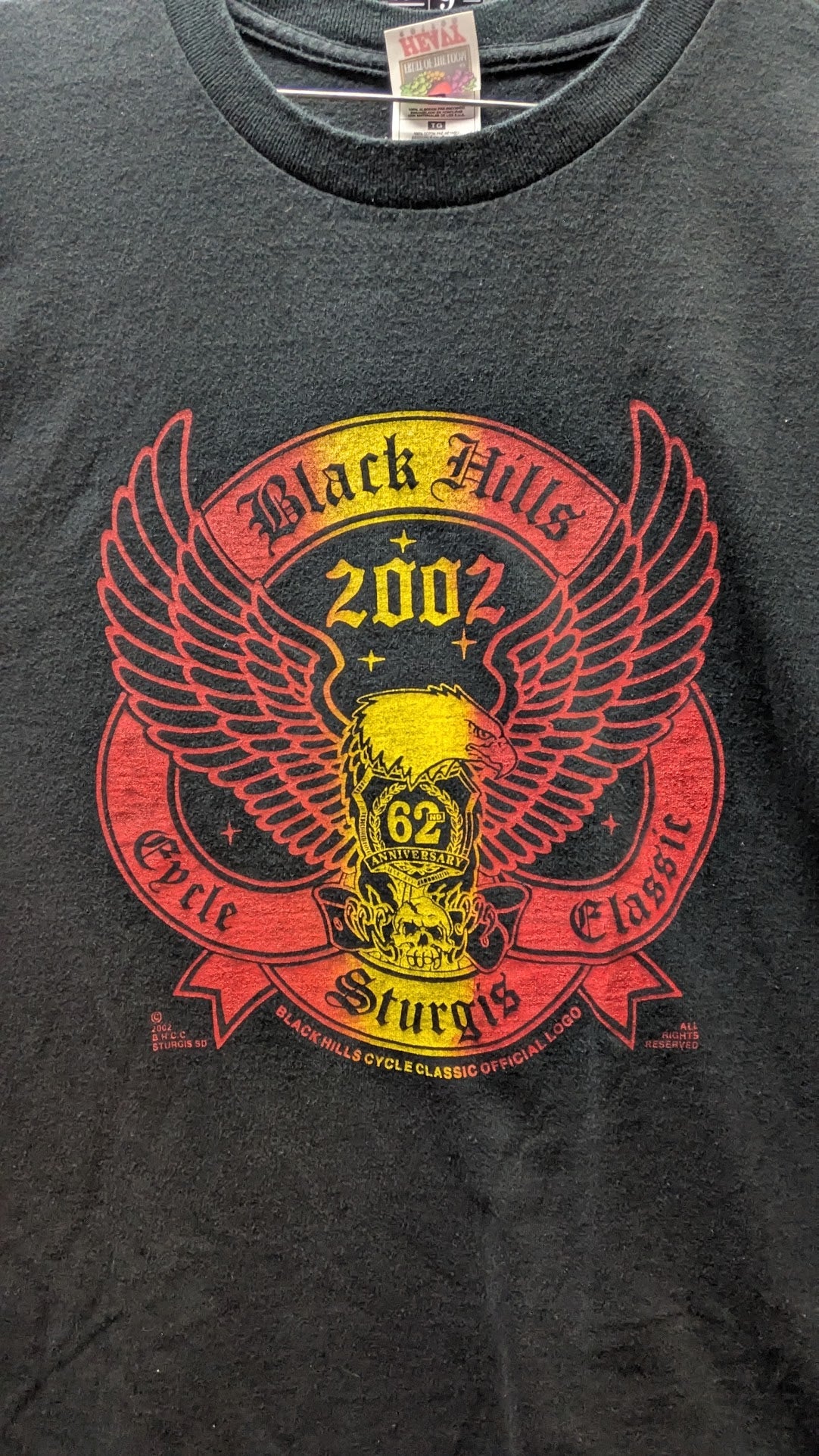 Vintage 2002 Black Hills Cycle Classic T-Shirt XL Sturgis 62nd Anniversary Biker