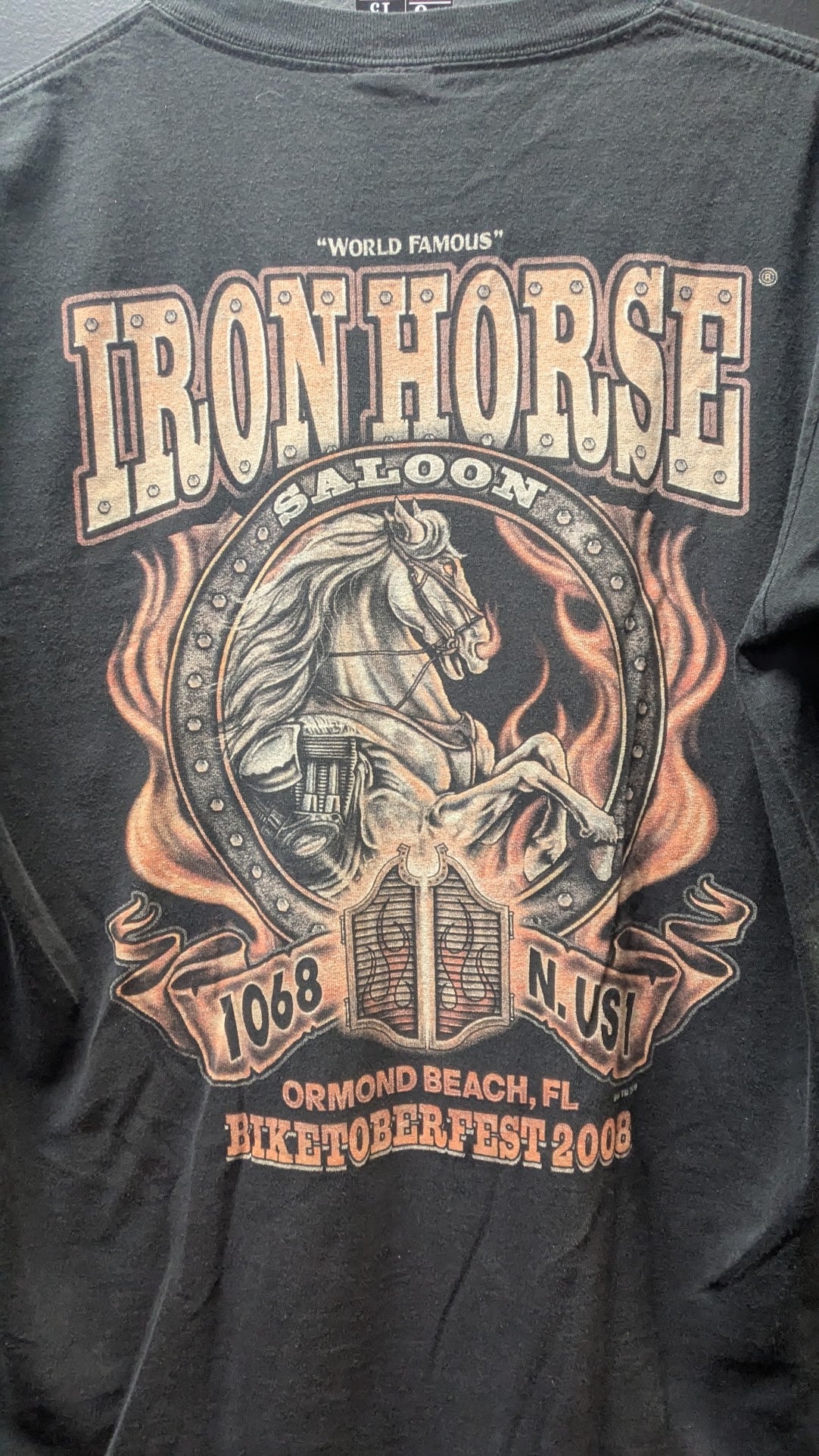 2008 Iron Horse Saloon Biketoberfest Ormond Beach Florida T-Shirt Men’s Medium Horse