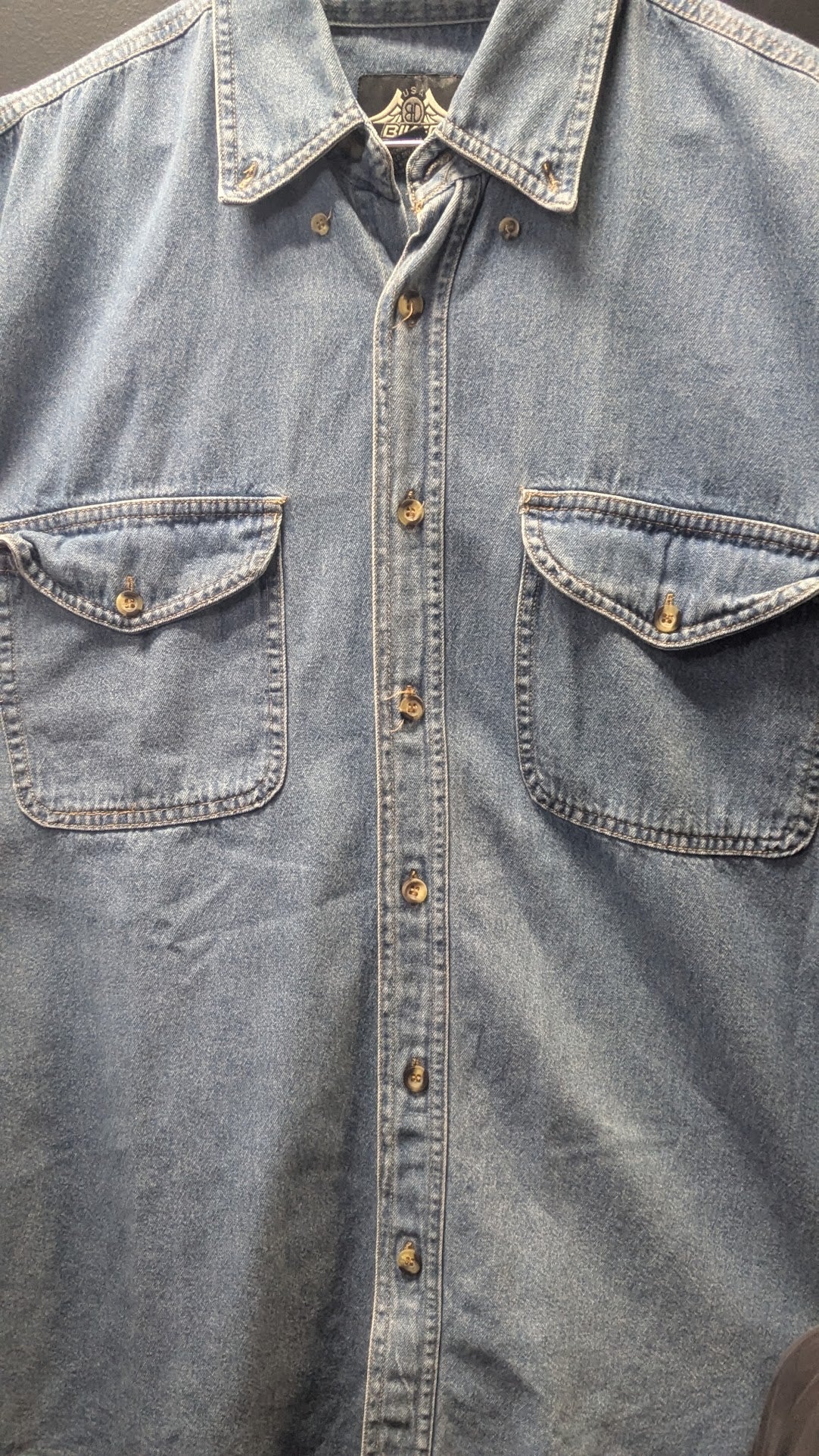 Vintage Biker Design Denim Sleeveless Shirt Men’s Large Skull Graphic Frayed USA