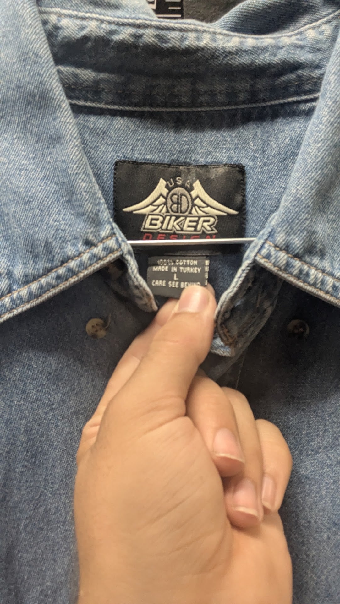 Vintage Biker Design Denim Sleeveless Shirt Men’s Large Skull Graphic Frayed USA