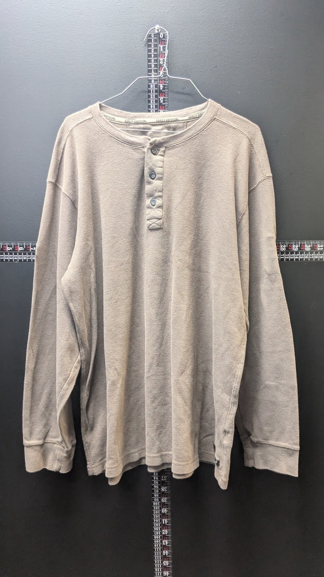 Harley-Davidson Men’s Thermal Henley Shirt Large Brown Skull Long Sleeve