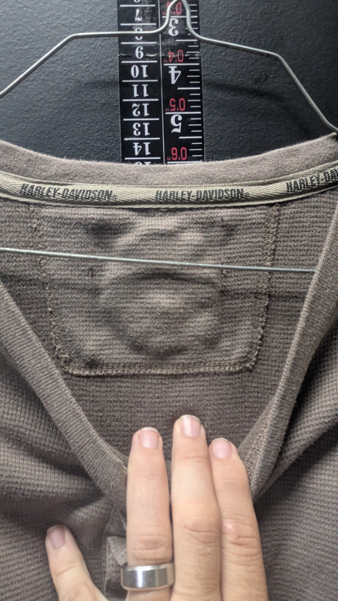 Harley-Davidson Men’s Thermal Henley Shirt Large Brown Skull Long Sleeve