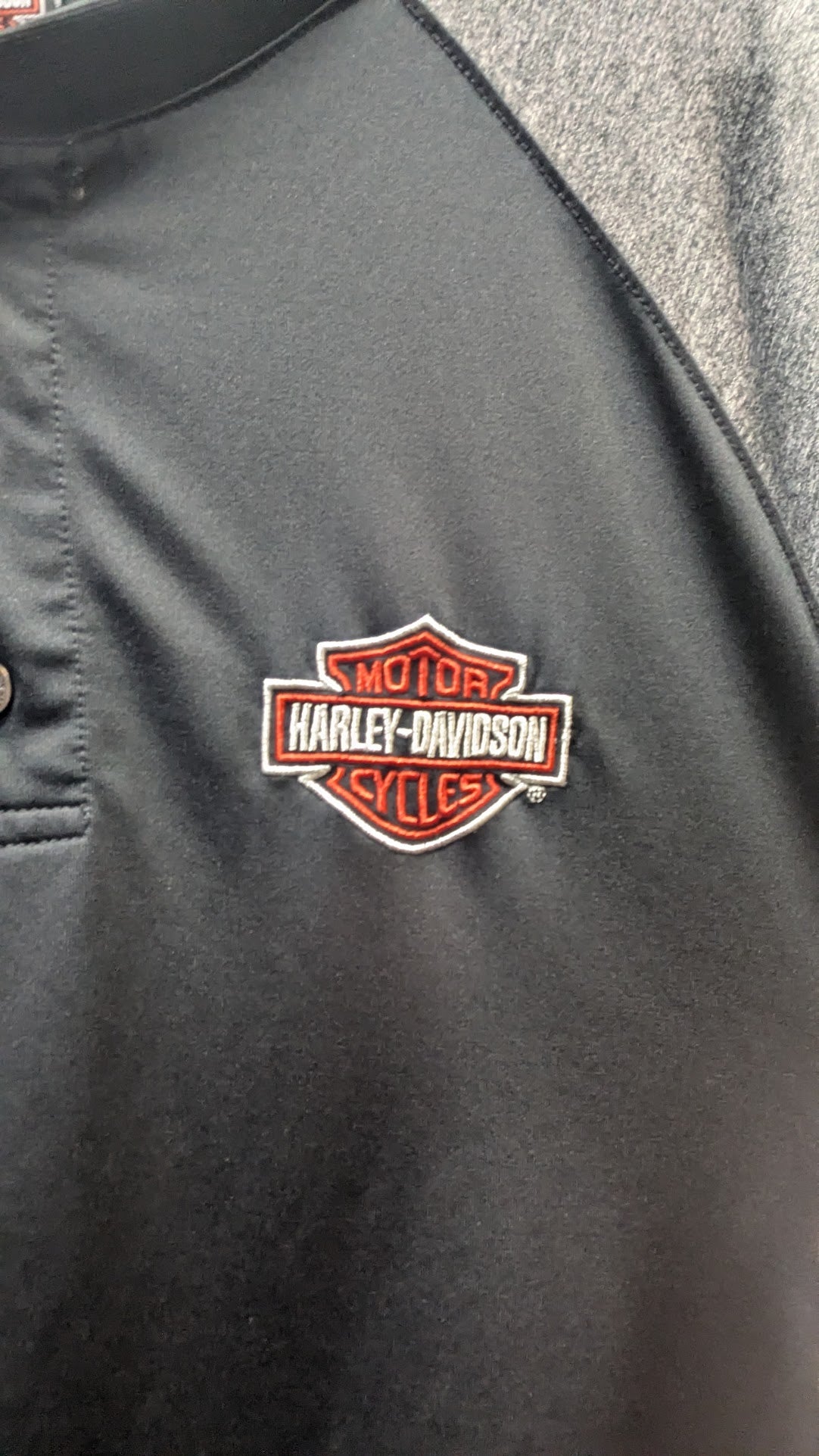 Harley-Davidson Daytona Beach Men’s 2XL Performance Henley Shirt Black Gray