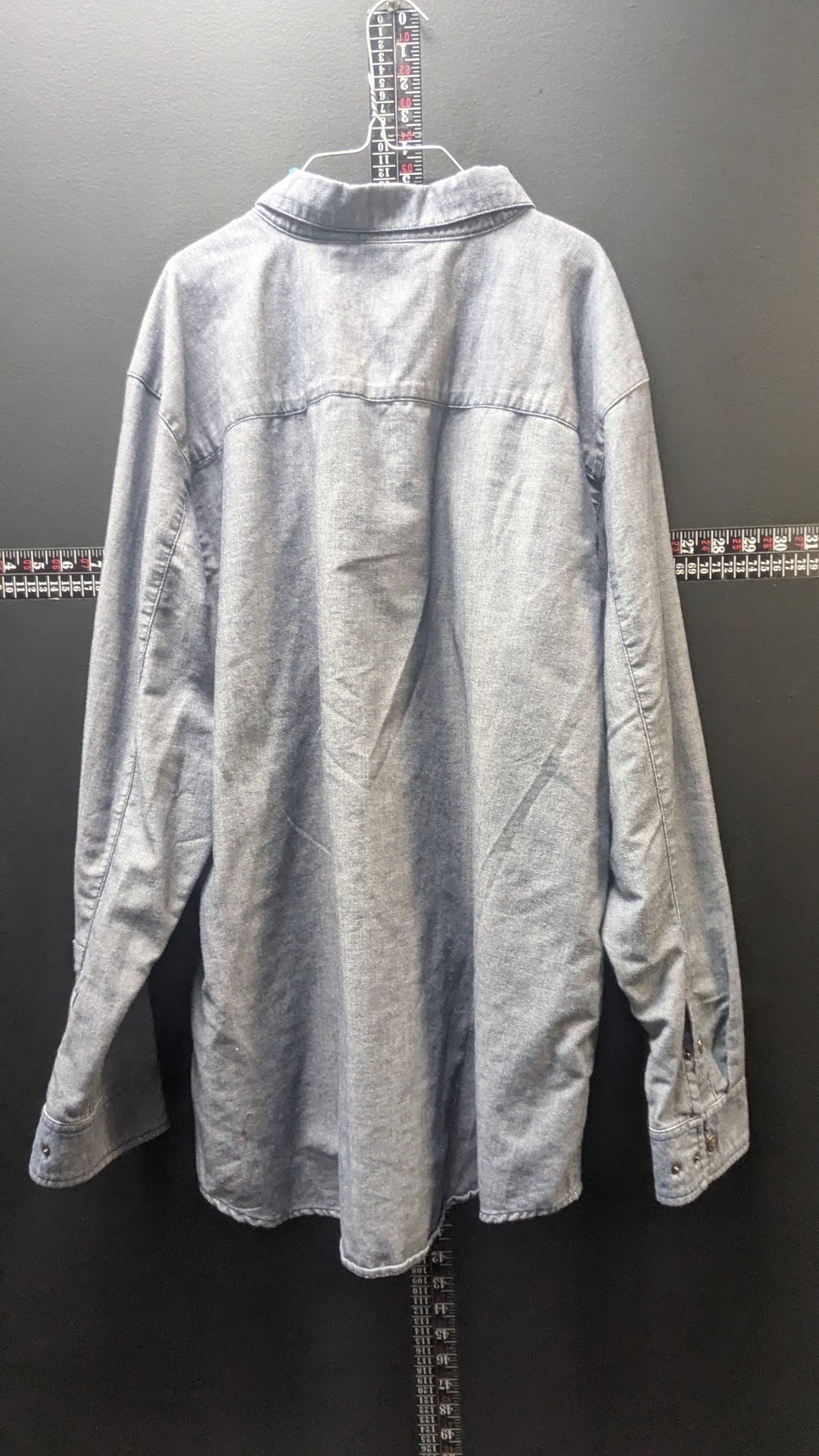 Harley-Davidson Men’s 2XL Gray Denim Look Long Sleeve Button Up Shirt Embroidered