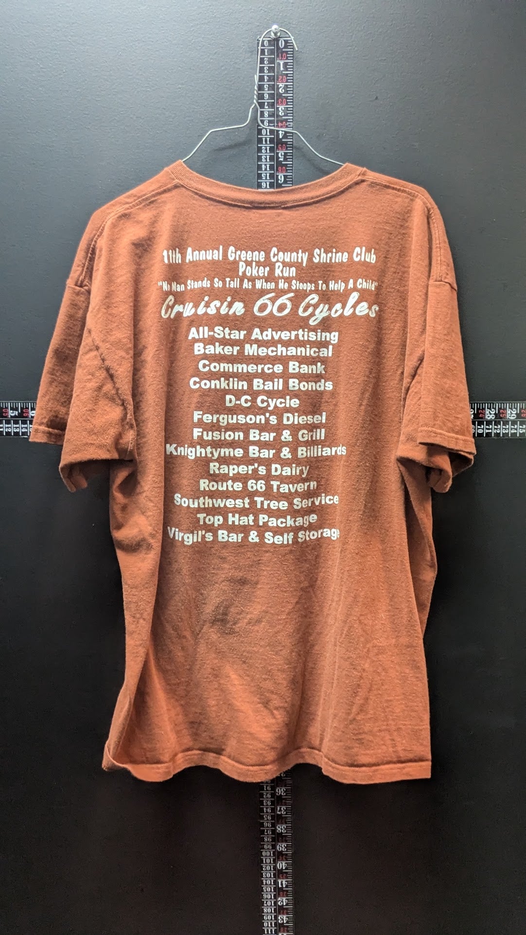2009 Greene County Shrine Club Poker Run T-Shirt Men’s XL Crusin 66 Cycles Biker Tee