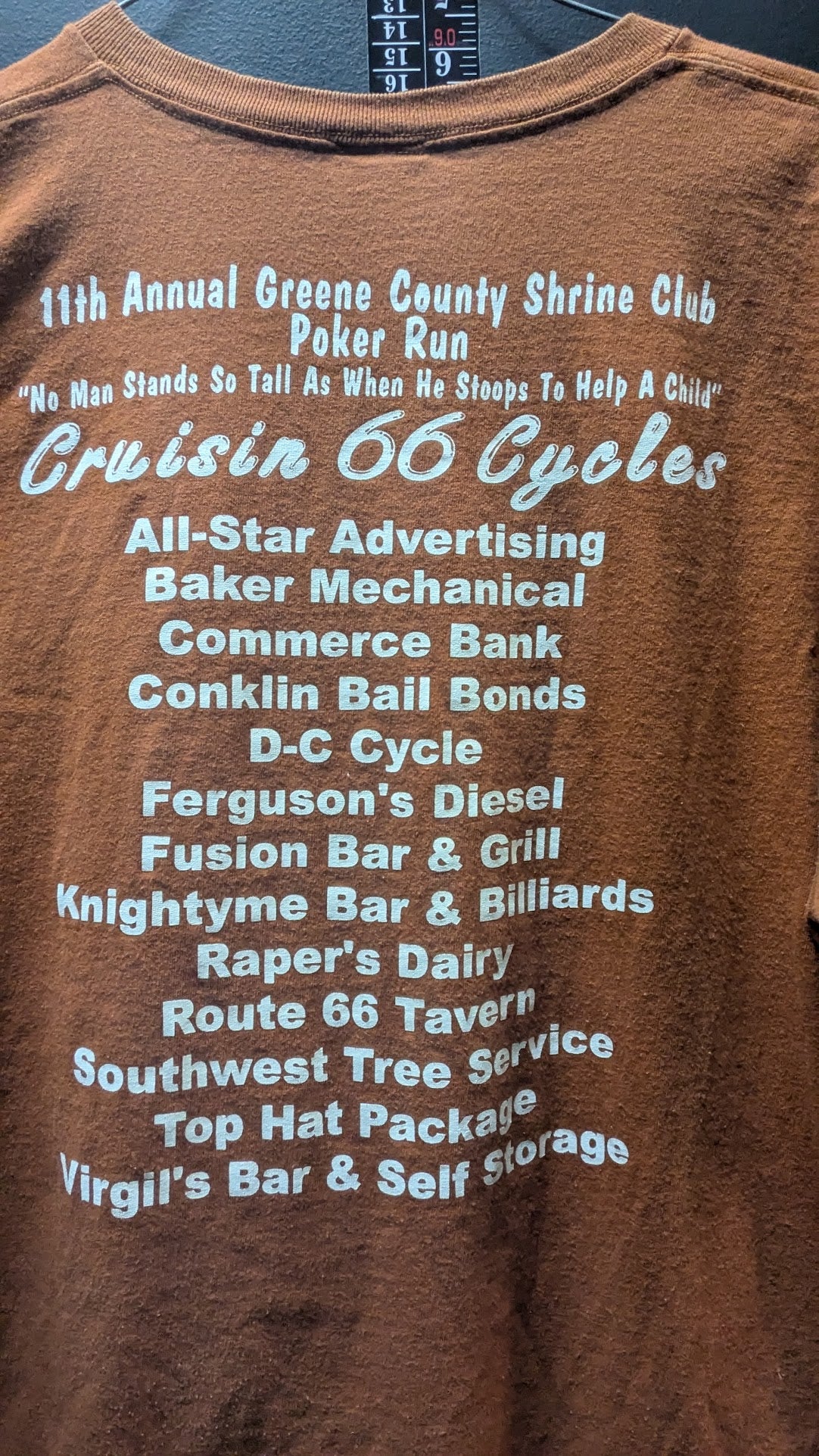 2009 Greene County Shrine Club Poker Run T-Shirt Men’s XL Crusin 66 Cycles Biker Tee
