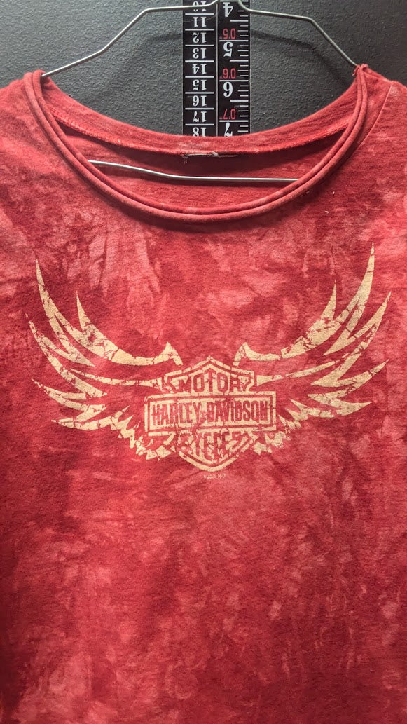 Harley-Davidson Women's Red Burnout Long Sleeve Shirt Gulf Coast Florida Biker