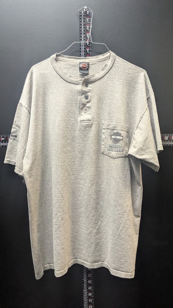 Vintage 2000 Harley-Davidson Henley Shirt Men’s XXL M&S Chambersburg PA Gray