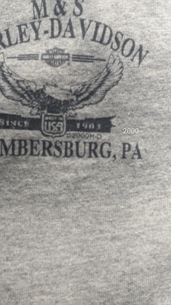 Vintage 2000 Harley-Davidson Henley Shirt Men’s XXL M&S Chambersburg PA Gray