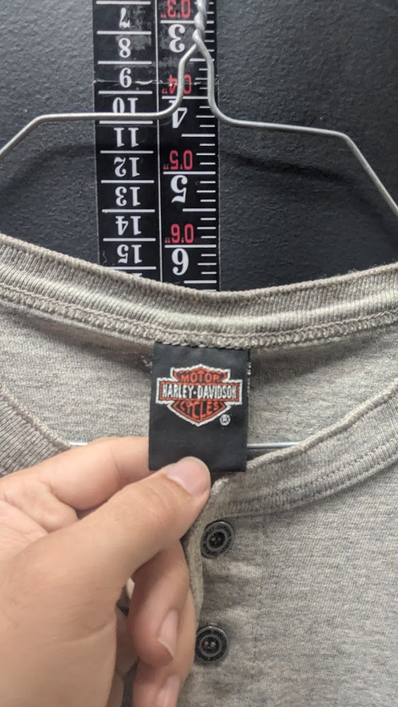 Vintage 2000 Harley-Davidson Henley Shirt Men’s XXL M&S Chambersburg PA Gray