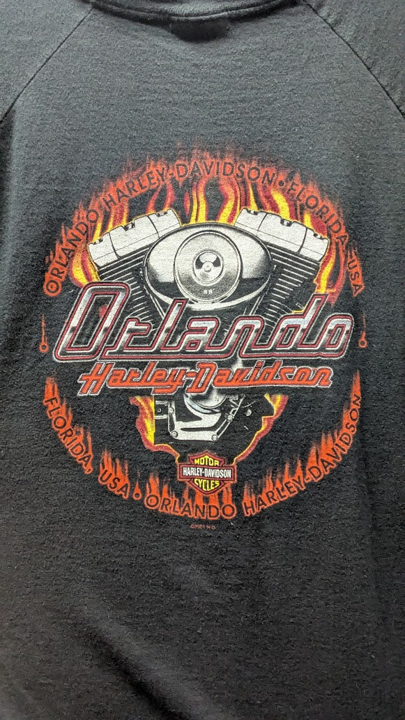 2000 Harley-Davidson Orlando Florida T-Shirt Men’s Large 3/4 Sleeve Raglan
