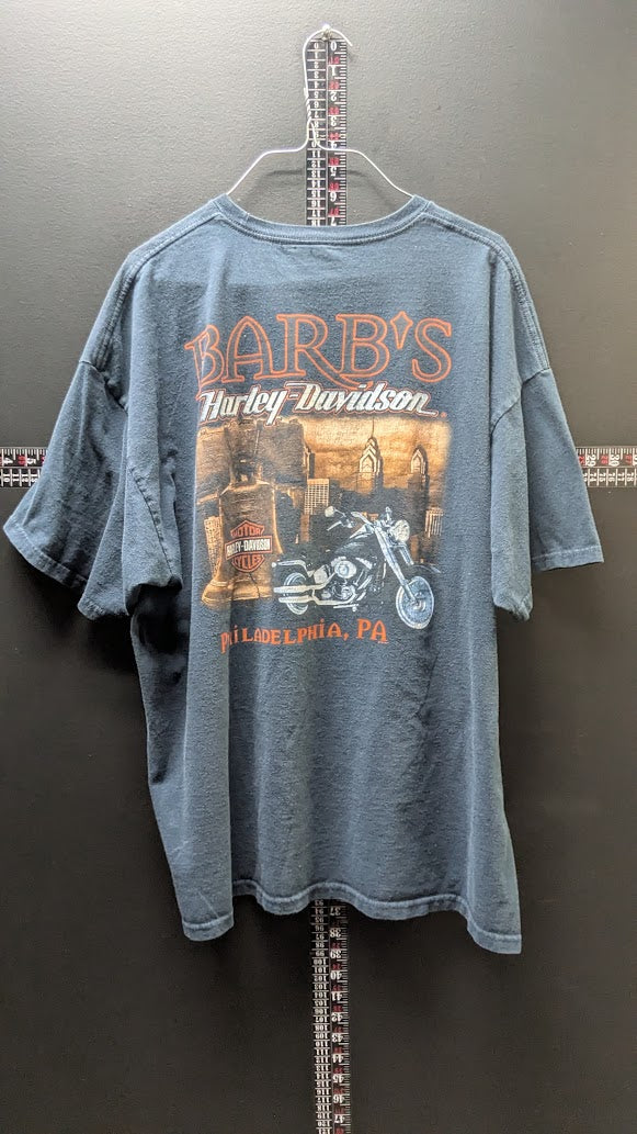 Harley-Davidson Barb’s Philadelphia PA T-Shirt Men’s XL Blue Double Sided