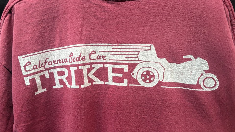 California Side Car Trike T-Shirt Men’s XL? Red Motorcycle Trike Double Sided