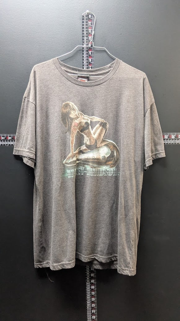 Vintage Harley Davidson Tacoma WA Pin Up Motorcycle T Shirt XXL Y2K Double Sided