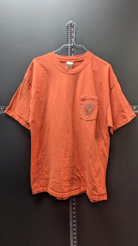 Vintage 2003 Harley Davidson Chucks Bloomington IL T Shirt XL Orange