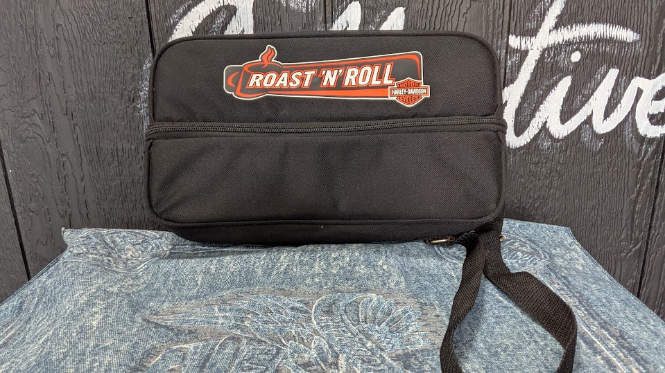 Harley-Davidson Roast N Roll Travel Coffee Set Thermos 2 Mugs Spoons Case Complete