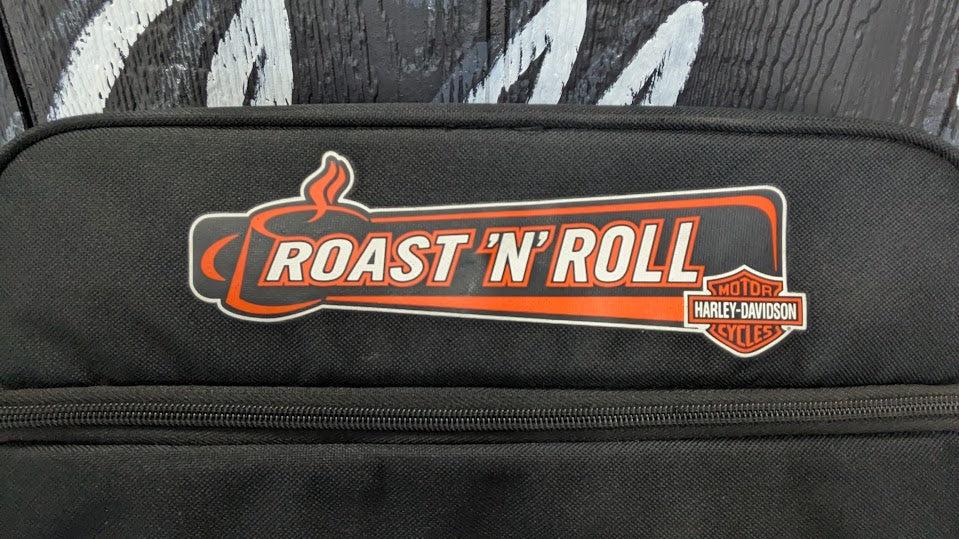 Harley-Davidson Roast N Roll Travel Coffee Set Thermos 2 Mugs Spoons Case Complete