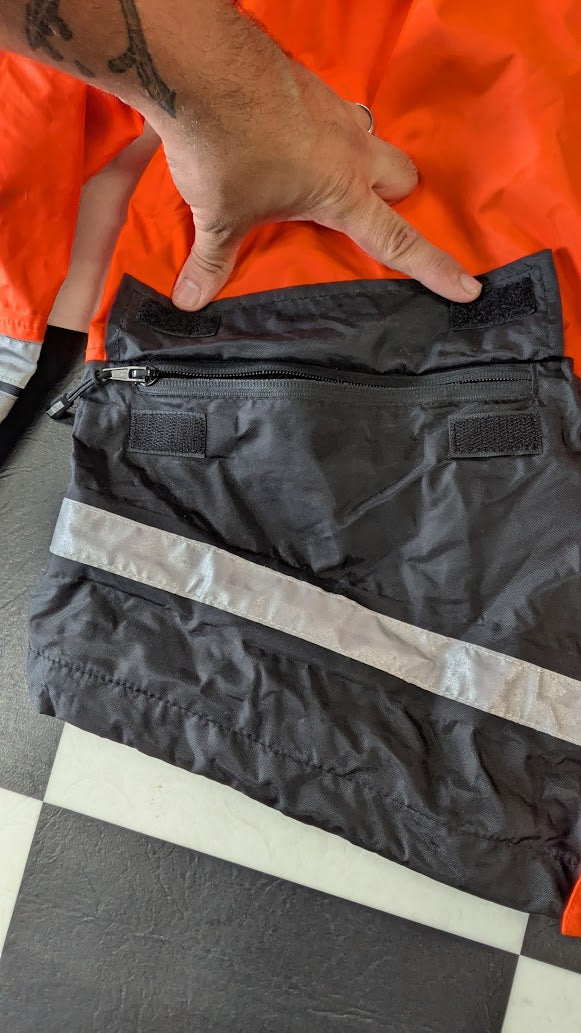 Vintage Harley-Davidson 2-Pc Motorcycle Rain Suit Orange Black Reflective XL