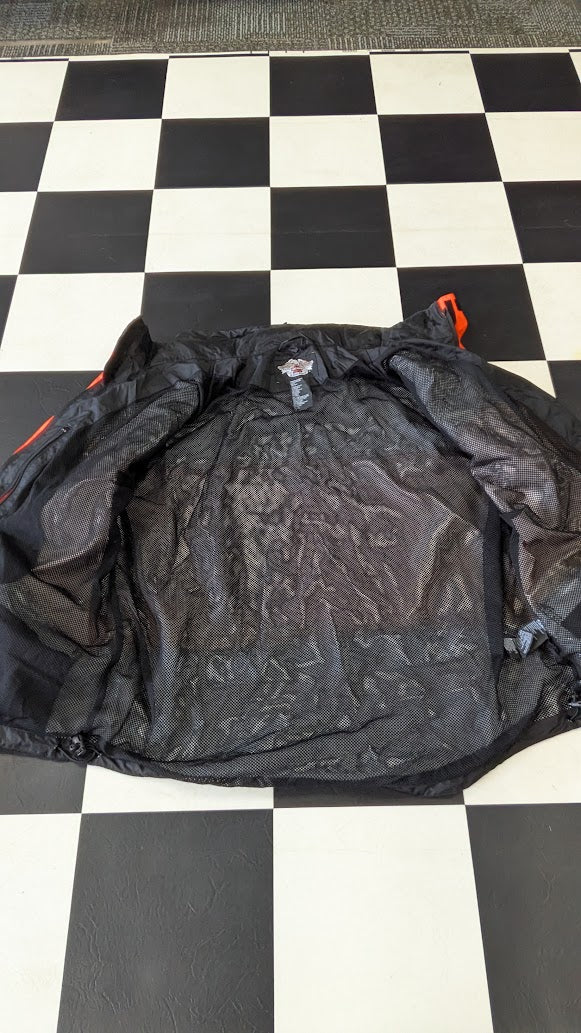 Vintage Harley-Davidson 2-Pc Motorcycle Rain Suit Orange Black Reflective XL