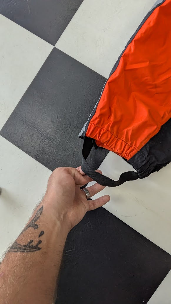 Vintage Harley-Davidson 2-Pc Motorcycle Rain Suit Orange Black Reflective XL