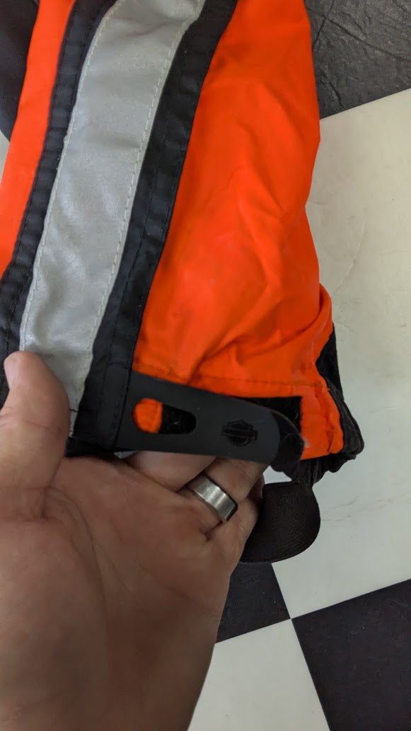 Vintage Harley-Davidson 2-Pc Motorcycle Rain Suit Orange Black Reflective XL