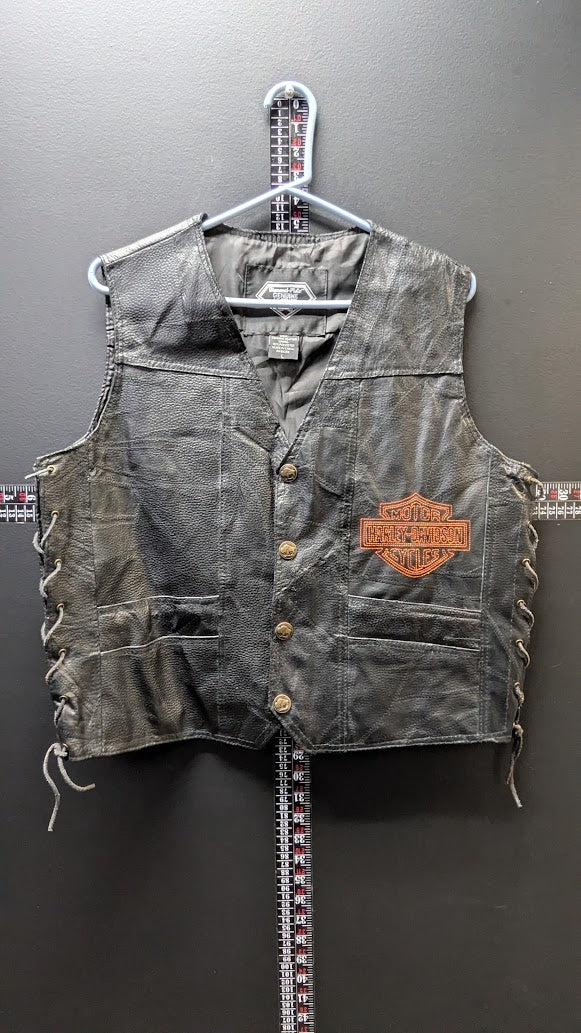 Harley-Davidson Genuine Leather Eagle American Flag Biker Vest L